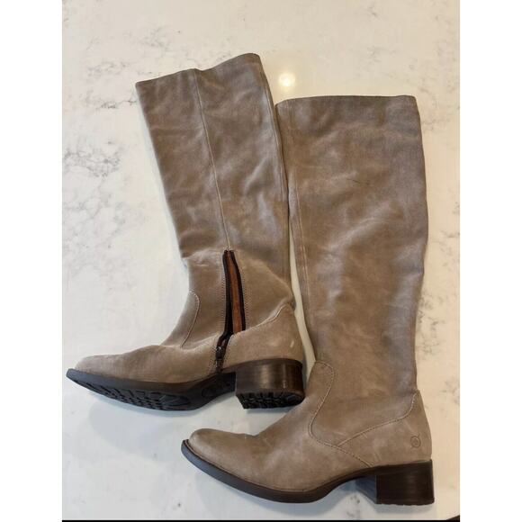 Born Crown Womens Suede Over The Knee Pull On Fashion Boots Taupe Brown Size 8 - Picture 1 of 13